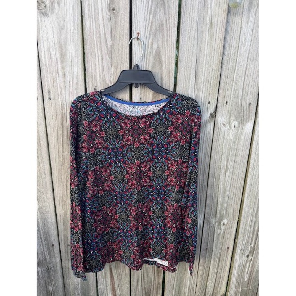 Boho Medallion Croft & Barrow Long Sleeve Top XL Multi Color Floral Knit